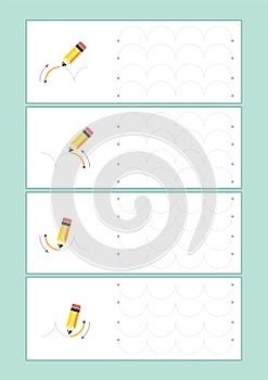 Tracing Lines vector for preschool or kindergarten and special Education. Tracing Lines for developing fineÂ motor skills